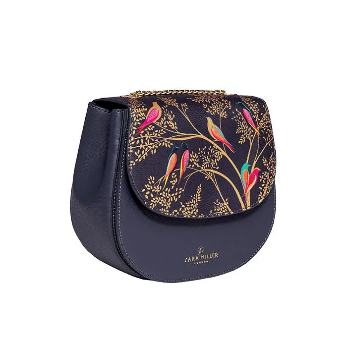 HALF MOON CROSS BODY - SMOKEY BLUE BIRDS
