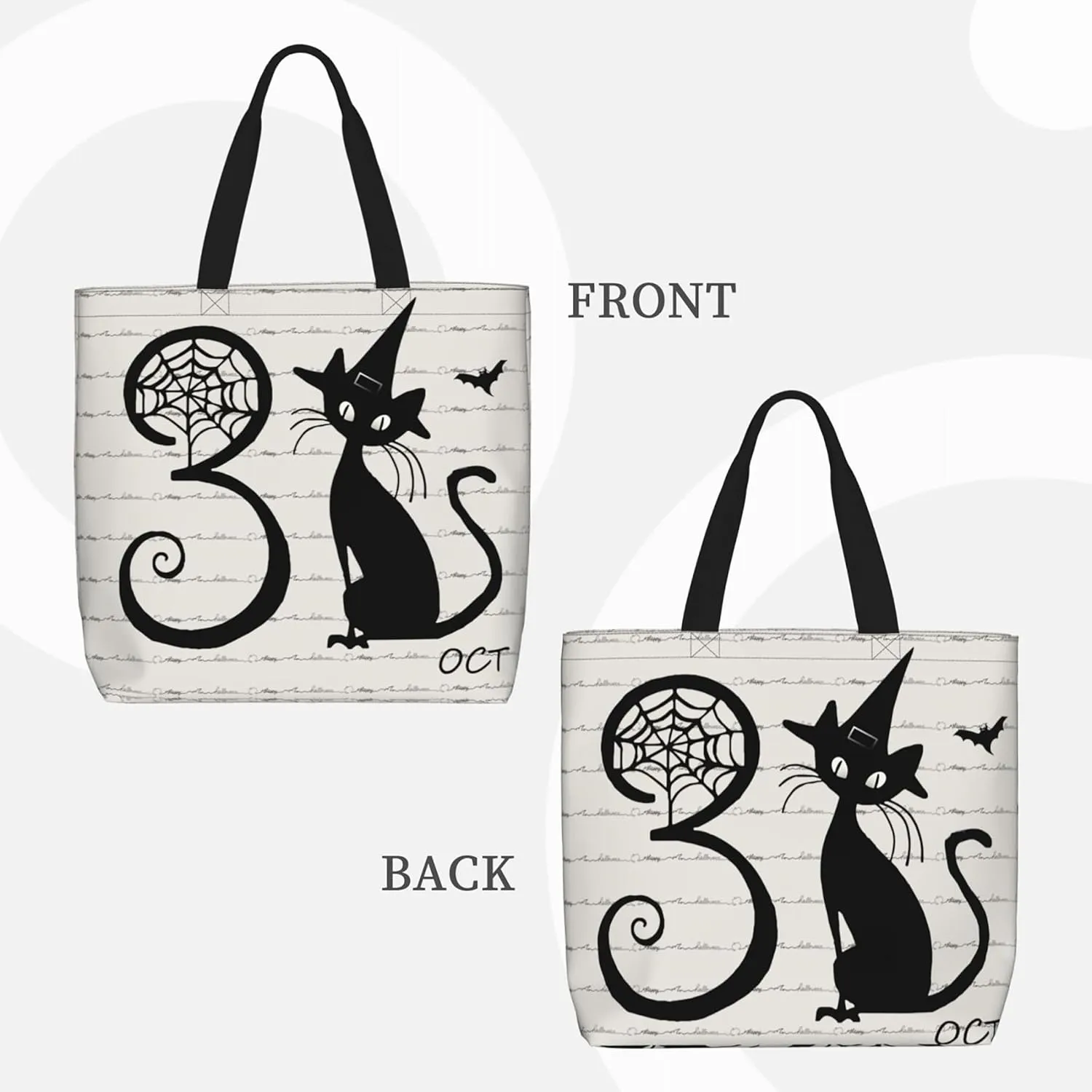 Halloween Women Travel Tote Bag With Zipper - Large Beach Work Handbag Purse