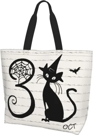 Halloween Women Travel Tote Bag With Zipper - Large Beach Work Handbag Purse