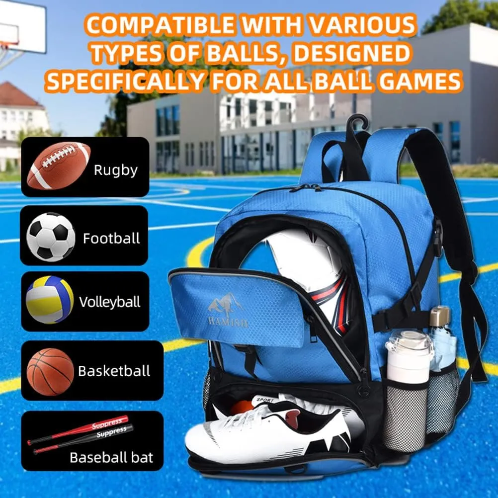 HAMISH Soccer Bag Soccer Backpack Bags for Basketball Volleyball Baseball Football with Ball Compartment and Separate Cleat