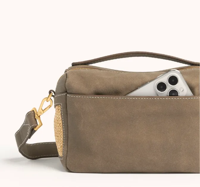 Hammitt Evan Small Crossbody in Pewter Raffia