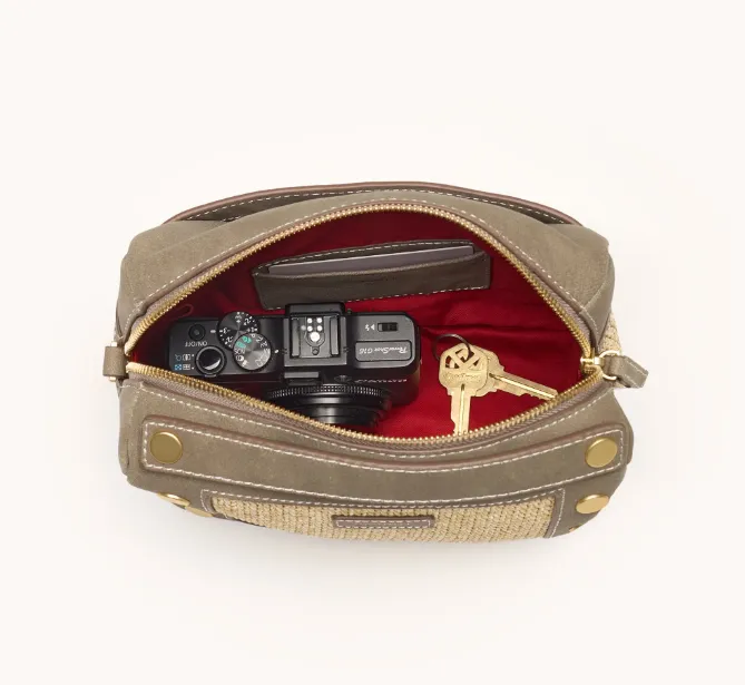 Hammitt Evan Small Crossbody in Pewter Raffia