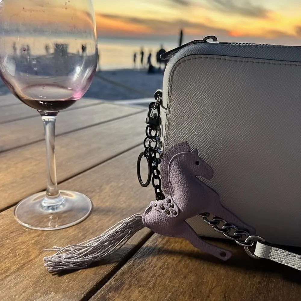 Handcrafted leather horse key chains, purse hanging accessories, cute styling bag accessories feminine charm