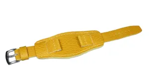 Handmade Leather Watch Band, Yellow, 18-24mm Lug Width, Military Style, Cuff Bund Strap (20mm)