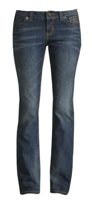 Harley-Davidson Women's Boot Cut Low-Rise Jeans, Distressed Blue
