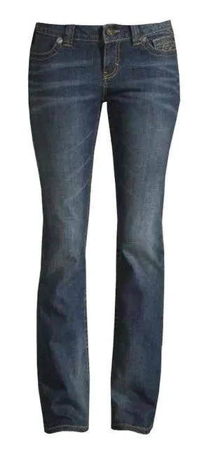 Harley-Davidson Women's Boot Cut Low-Rise Jeans, Distressed Blue