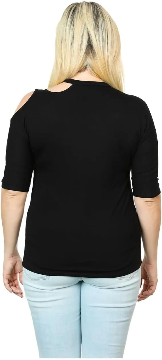 Harley-Davidson Women's Go Harley Go Cold Shoulder 3/4 Sleeve T-Shirt, Black