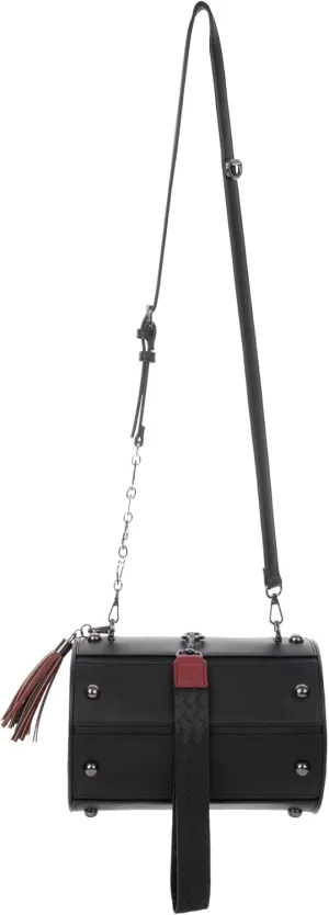Harley Quinn Mad Love Black Barrel Handbag With Removable Shoulder Strap