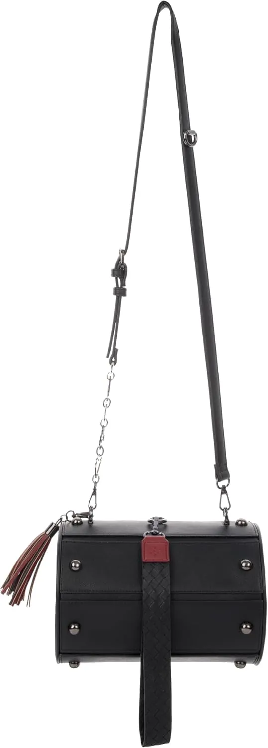 Harley Quinn Mad Love Black Barrel Handbag With Removable Shoulder Strap