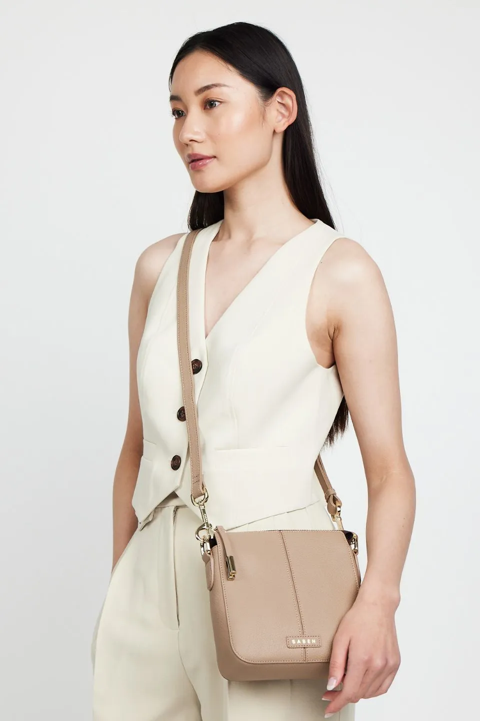 Harrie Taupe Crossbody Bag