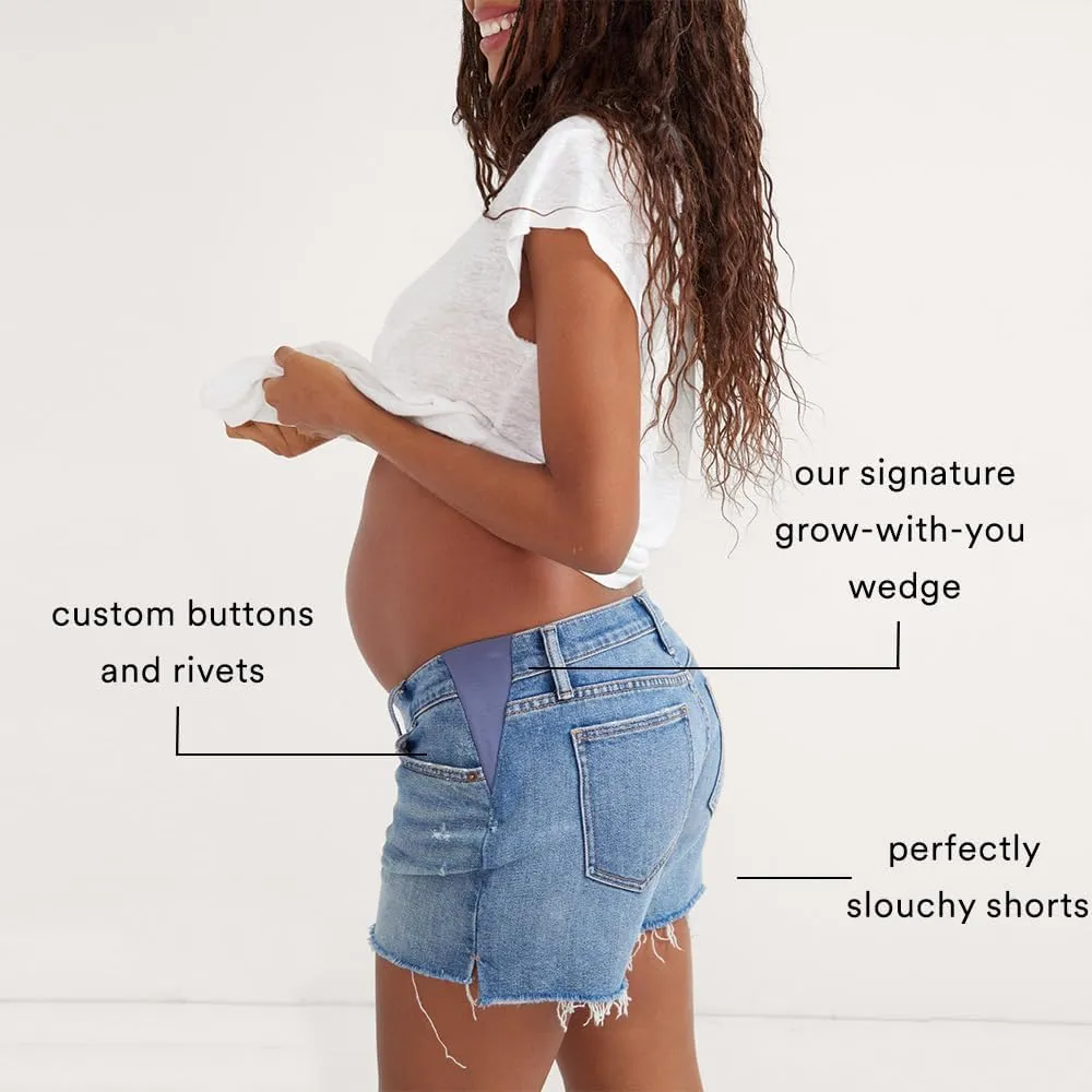 HATCH, The Cut Off Denim Maternity Short, Indigo