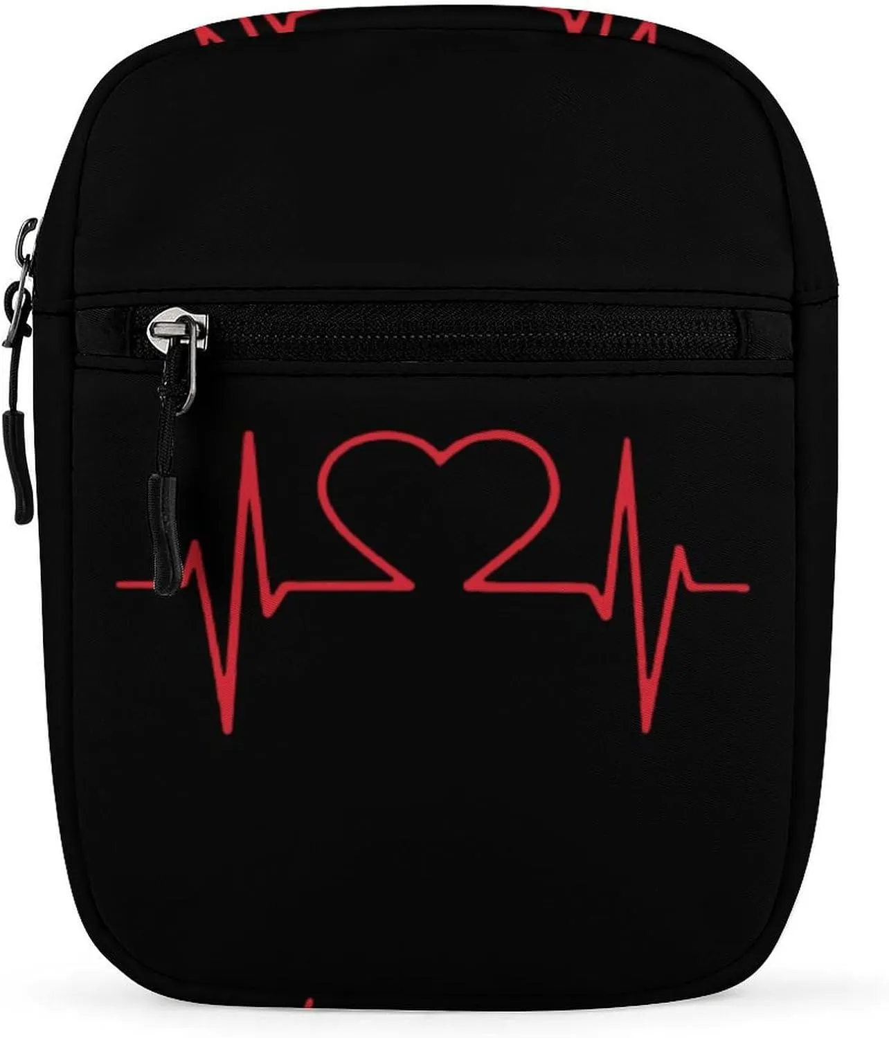 Heart Beat Love Casual Crossbody Bags for Women Men Mini Sling Purse Shoulder Messenger Bag