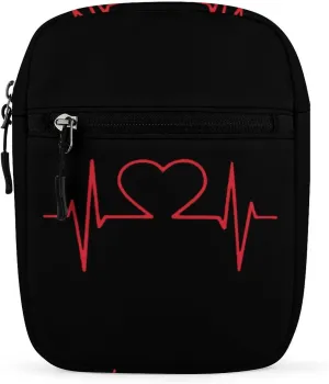 Heart Beat Love Casual Crossbody Bags for Women Men Mini Sling Purse Shoulder Messenger Bag