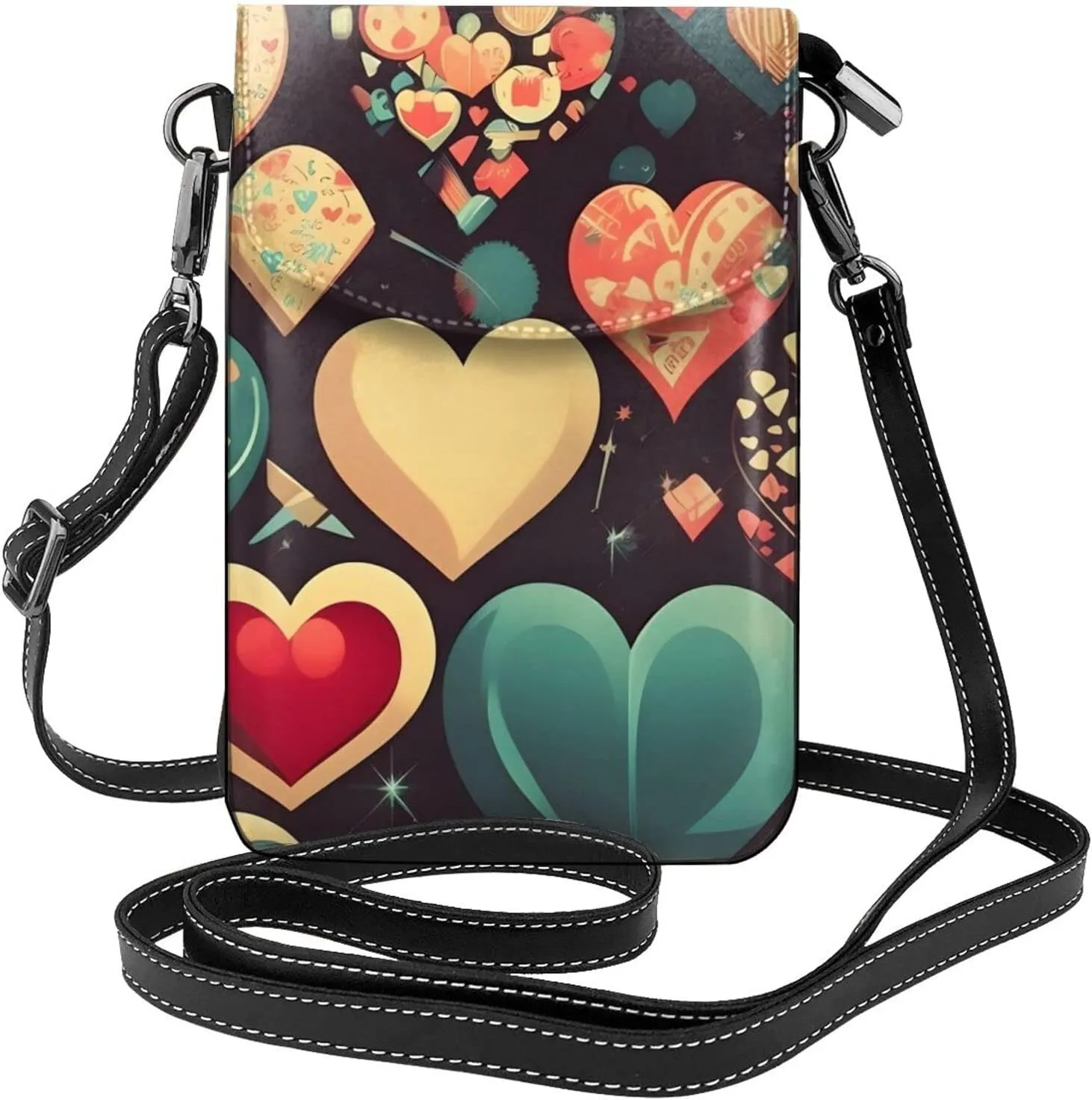 Heart Crush Flower Women'S Leather Mini Crossbody Bag With Detachable Shoulder Strap, Suitable For Walking And Shopping Trips