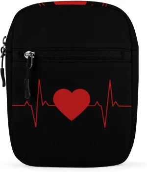 Heartbeat Line Small Crossbody Bag Lightweight Satchel Bag Tote Bag Mini Handbag for Men Women