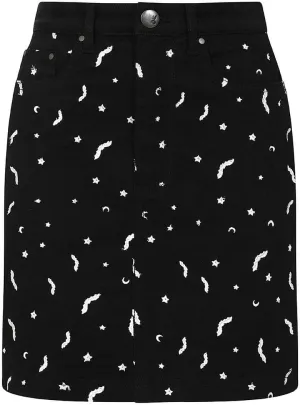 Hell Bunny Bat Moon and Stars Mini Skirt