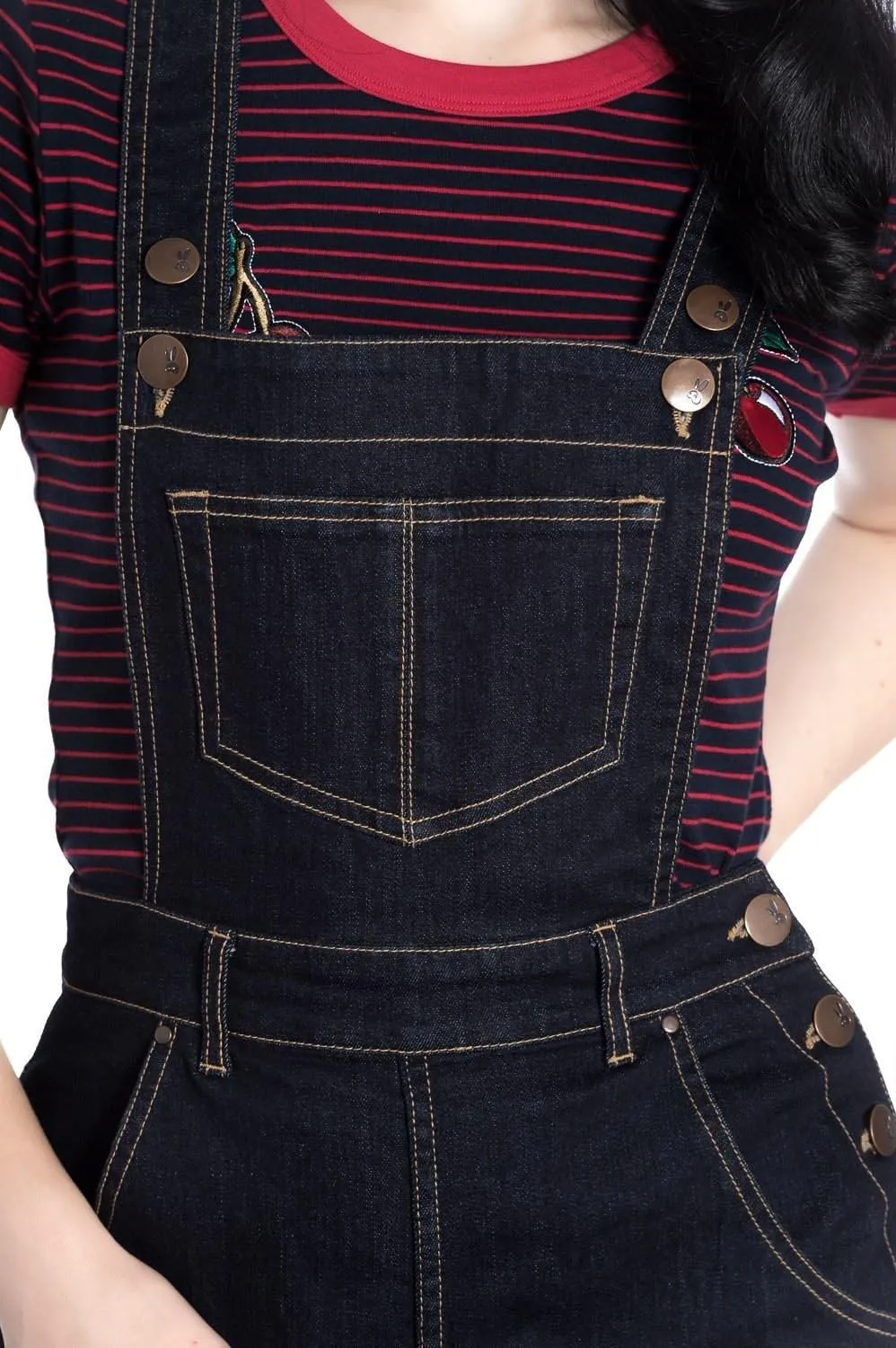 Hell Bunny Elly May Denim Jeans Landgirl 40s 50s Retro Rockabilly Dungarees