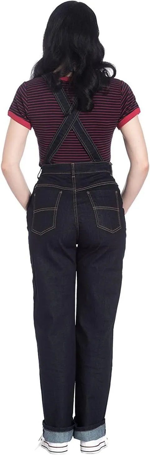 Hell Bunny Elly May Denim Jeans Landgirl 40s 50s Retro Rockabilly Dungarees