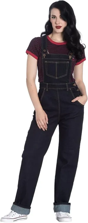 Hell Bunny Elly May Denim Jeans Landgirl 40s 50s Retro Rockabilly Dungarees
