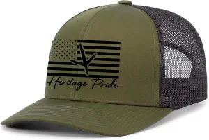 Heritage Pride Mens American Flag Turkey Track Mesh Back Trucker Hat Baseball Cap