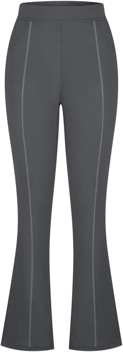 HGps8w Pull On Dress Pants for Women with Pockets, Business Casual High Waisted Stretchy Bootcut/Straight Work Pants