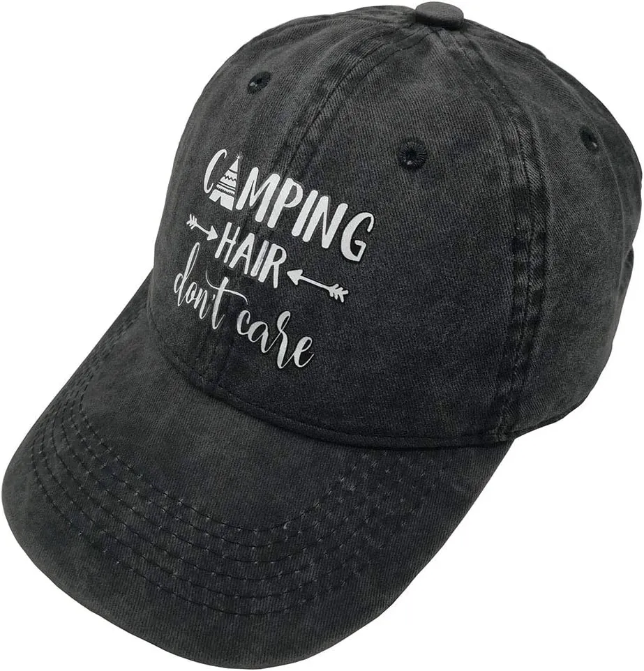 HHNLB Unisex Camping Hair Don t Care 1 Vintage Jeans Baseball Cap Classic Cotton Dad Hat Adjustable Plain Cap