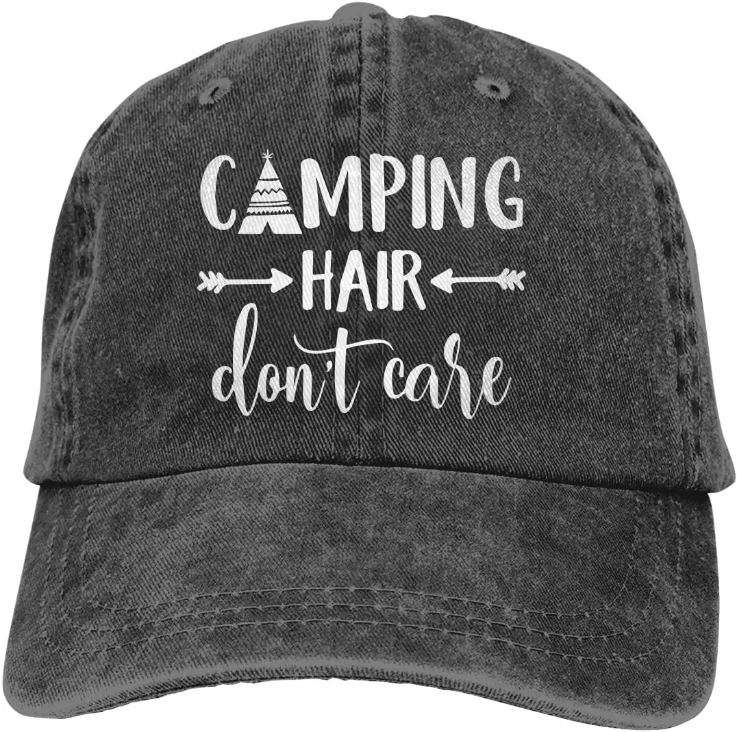 HHNLB Unisex Camping Hair Don t Care 1 Vintage Jeans Baseball Cap Classic Cotton Dad Hat Adjustable Plain Cap
