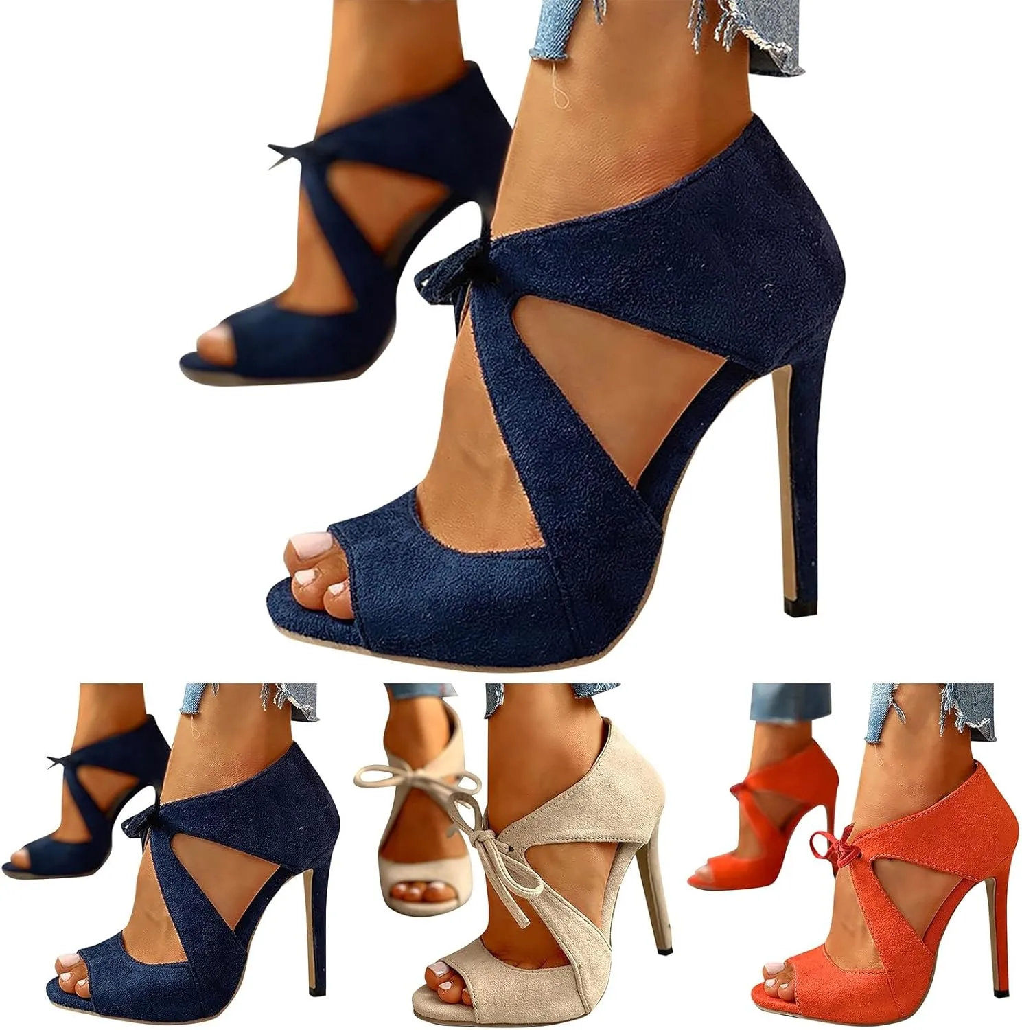 High Heels for Women Crystal Stilettos Heeled Sandals Open Toe Strappy Sexy High Heels Ankle Strap Buckle Heels