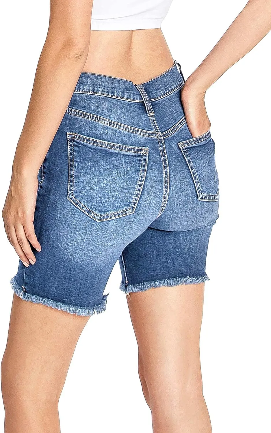 High-Rise Cutoff Bermuda Shorts by Celebrity Pink Jean