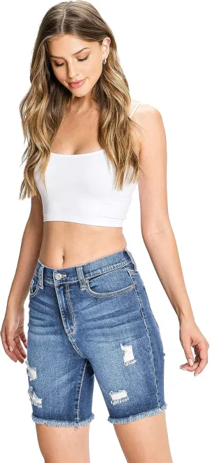 High-Rise Cutoff Bermuda Shorts by Celebrity Pink Jean