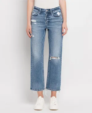 HIGH RISE DISTRESSED CROP JEANS