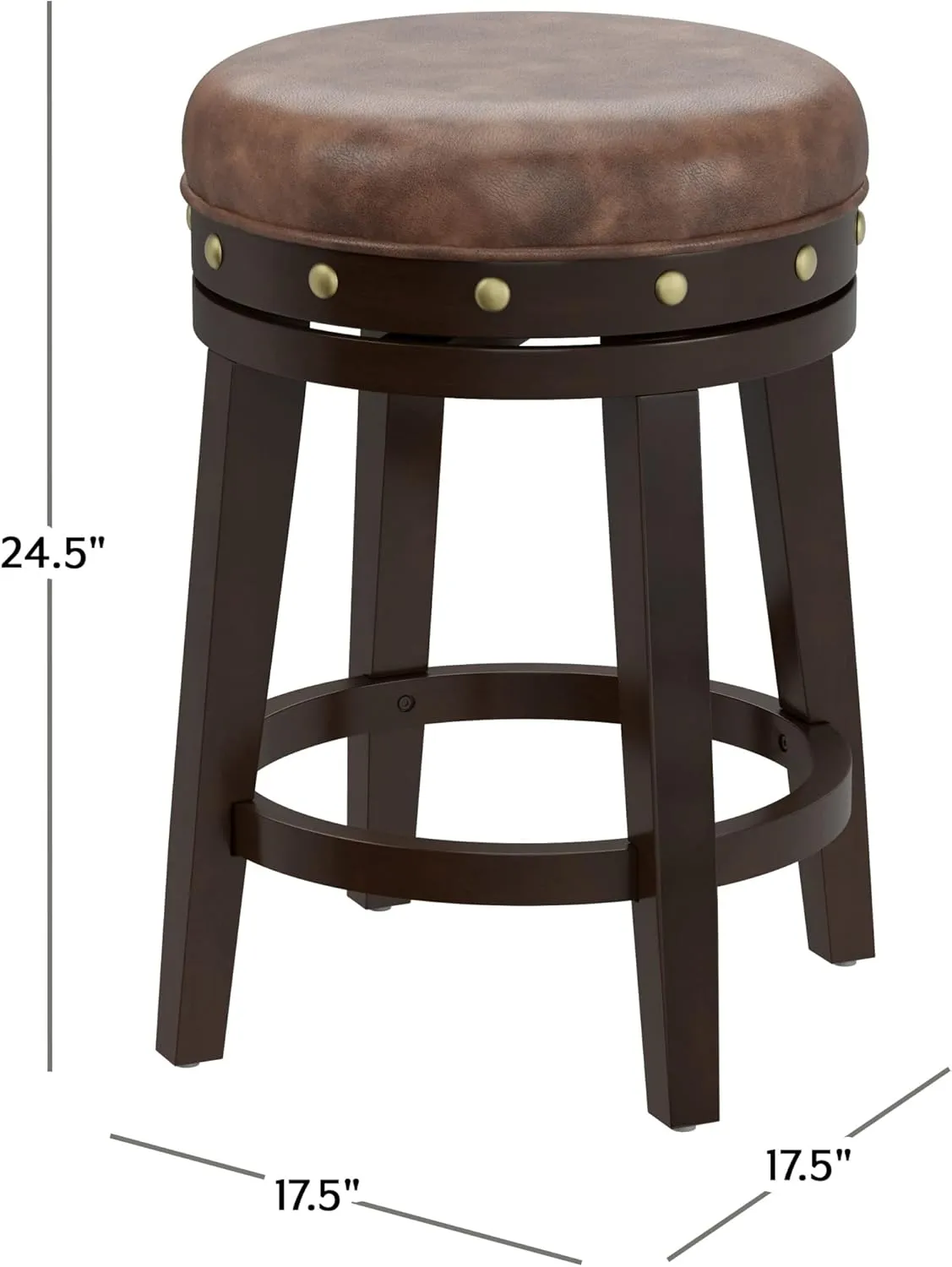 Hillsdale Benard Backless Swivel Counter Stool Height, Brown
