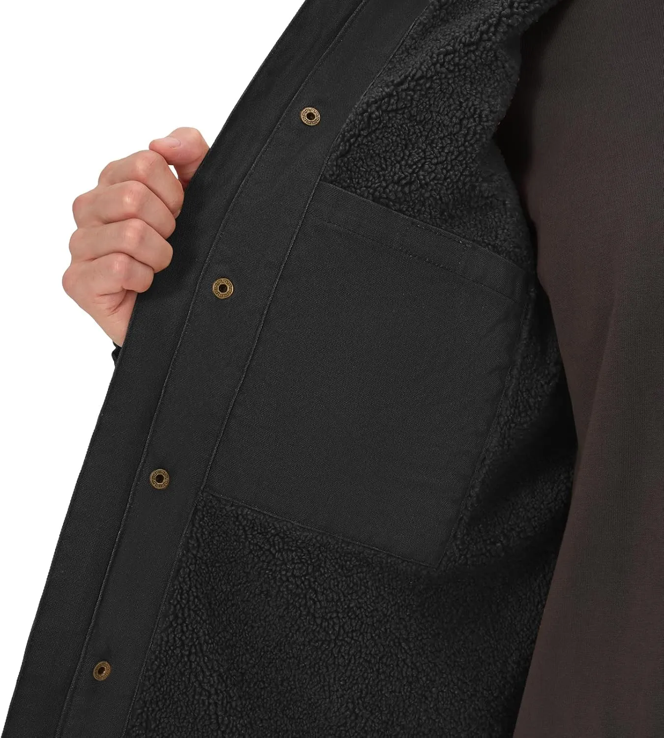 HISEA Men's Duck Sherpa-Lined Jacket Relaxed Fit Mens Winter Insulated Canvas Hooded Work Utility Jacket with Pockets