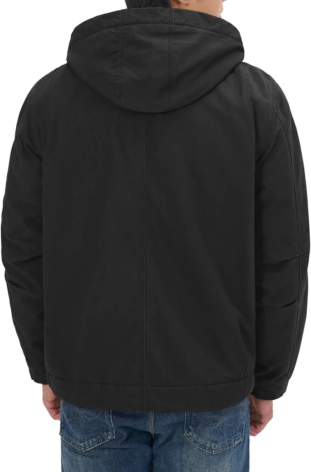 HISEA Men's Duck Sherpa-Lined Jacket Relaxed Fit Mens Winter Insulated Canvas Hooded Work Utility Jacket with Pockets