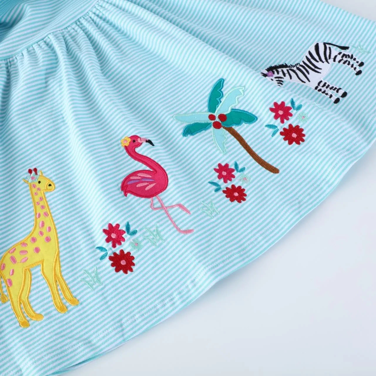Hongshilian Toddler Girls Cotton Casual Dress Cartoon Print Short Sleeve Dress Girls Summer Sundress 2-7 Years