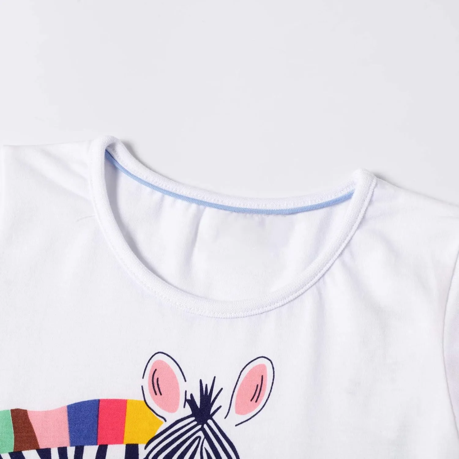 Hongshilian Toddler Girls Cotton Casual Dress Cartoon Print Short Sleeve Dress Girls Summer Sundress 2-7 Years