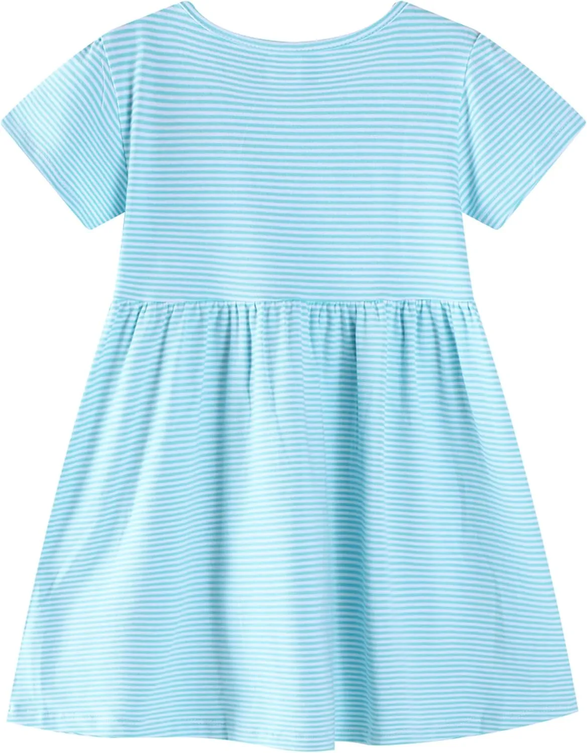 Hongshilian Toddler Girls Cotton Casual Dress Cartoon Print Short Sleeve Dress Girls Summer Sundress 2-7 Years