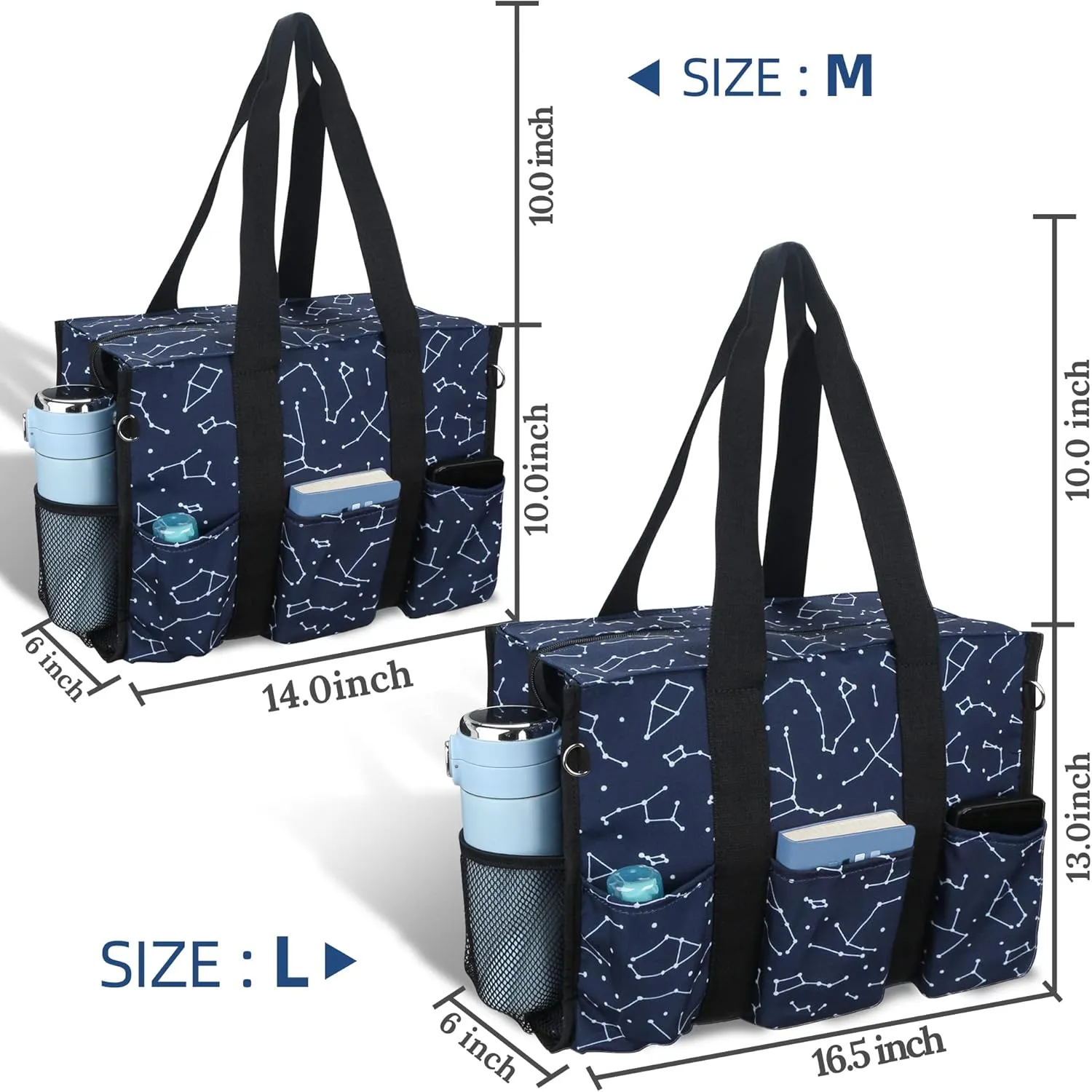 HoogaLife Nurse Bag for Work - Waterproof, Lightweight, Large Portable Bag with 14 Internal Pockets