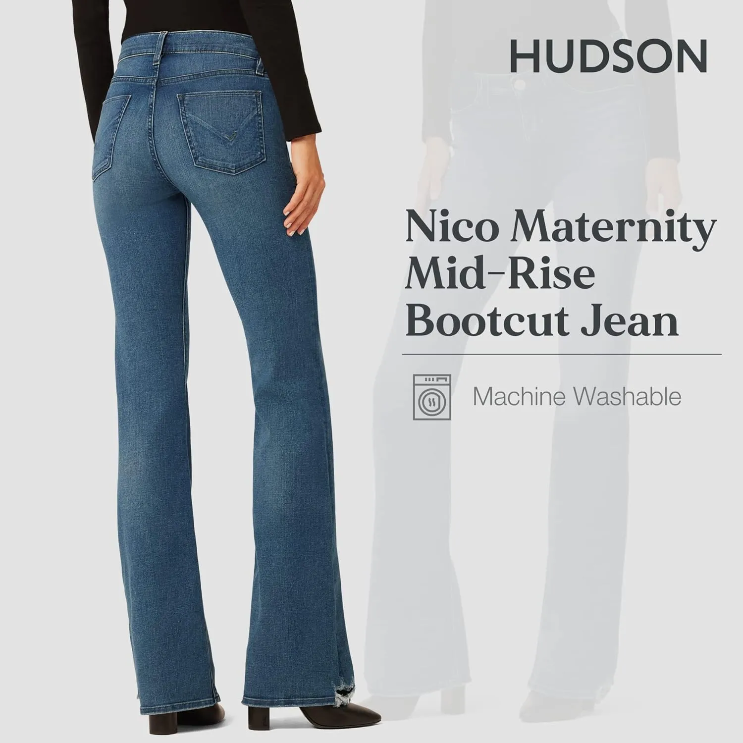 HUDSON Women's Nico Mid-Rise Maternity Bootcut Jean