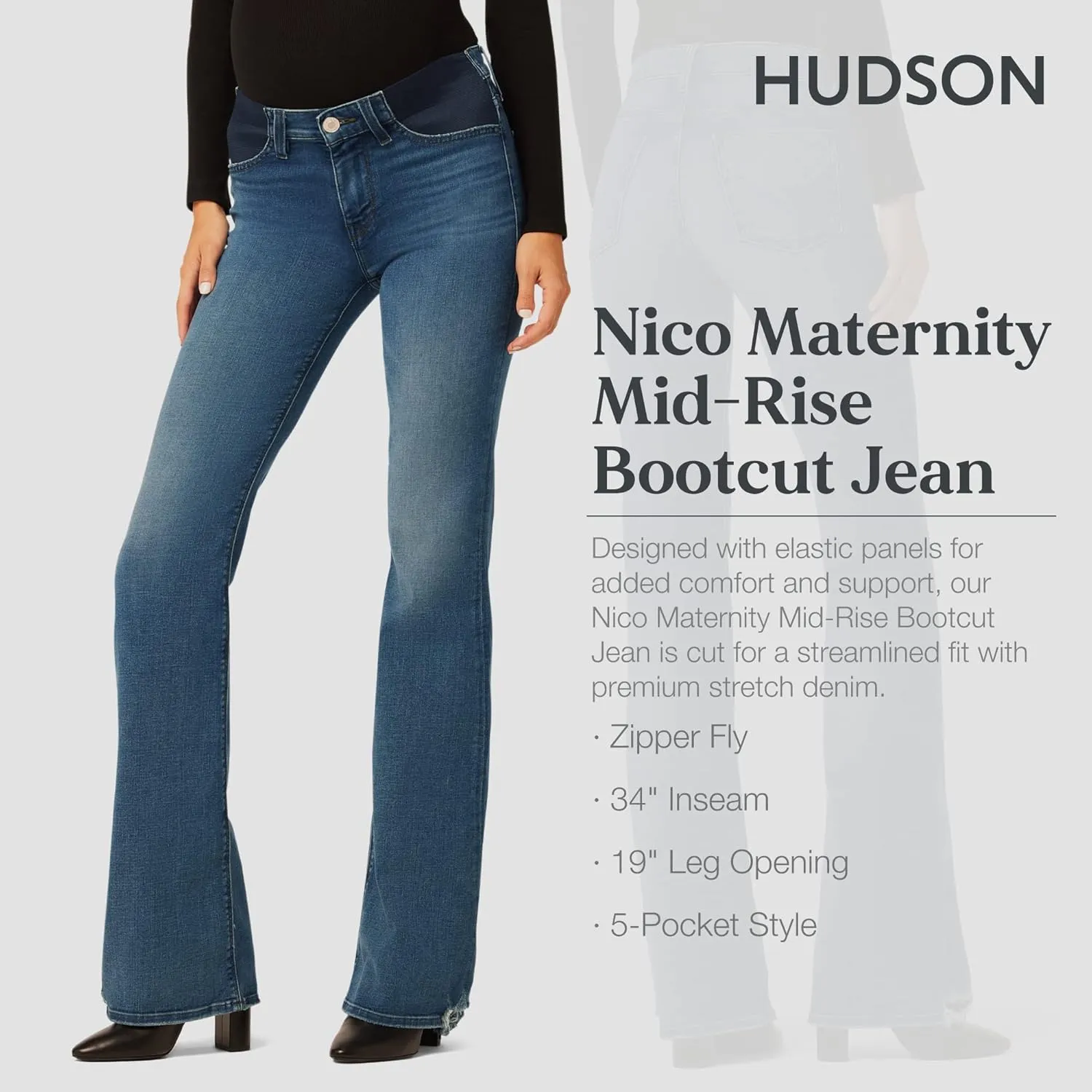 HUDSON Women's Nico Mid-Rise Maternity Bootcut Jean