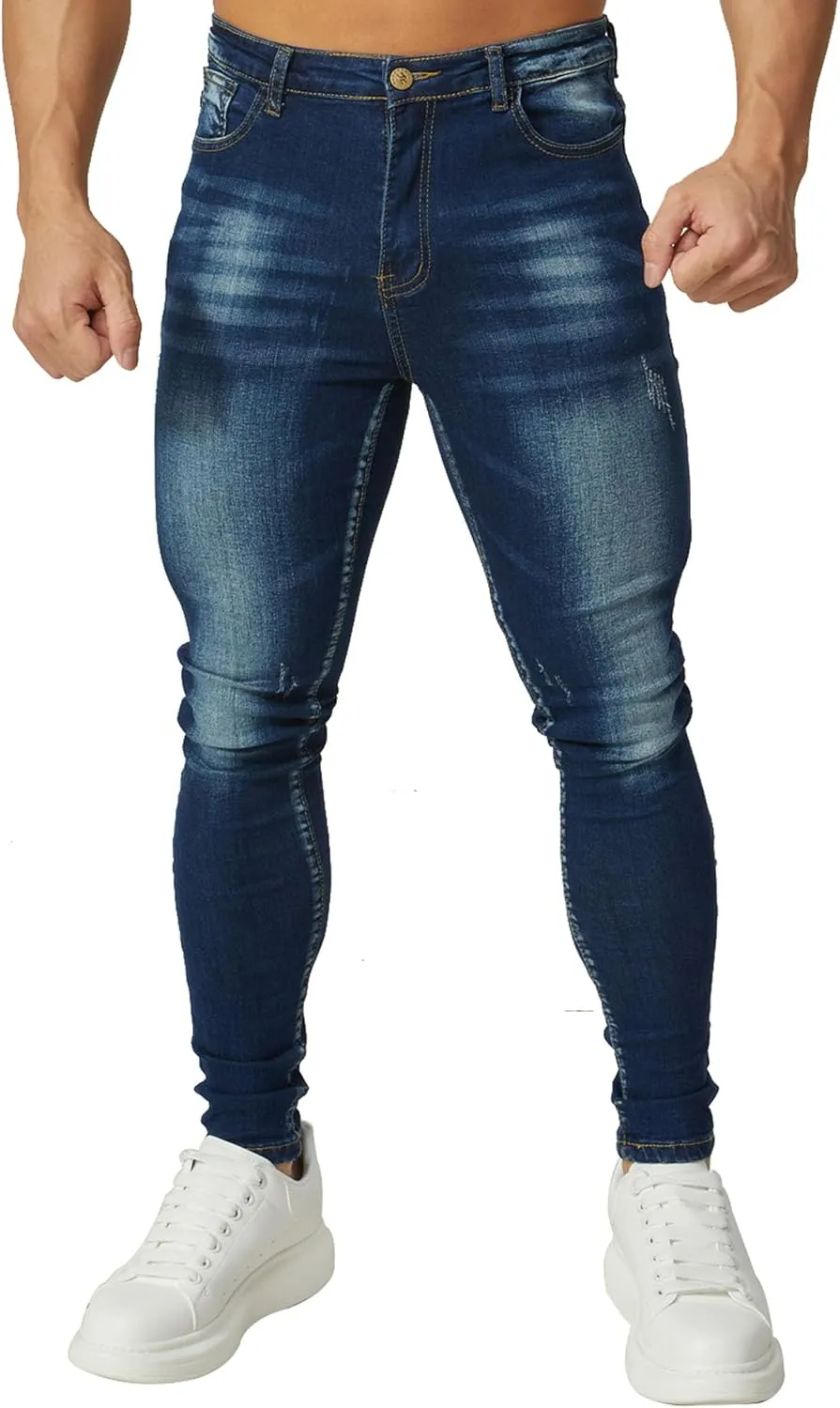 HUNGSON Skinny Jeans for Men Stretch Slim Fit Ripped Distressed