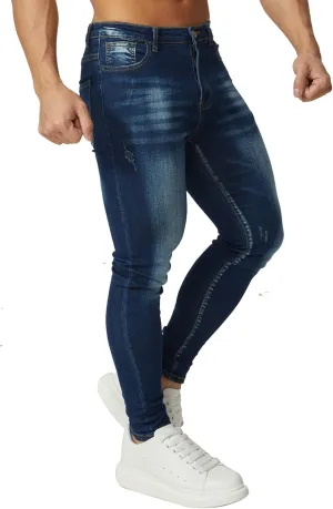 HUNGSON Skinny Jeans for Men Stretch Slim Fit Ripped Distressed