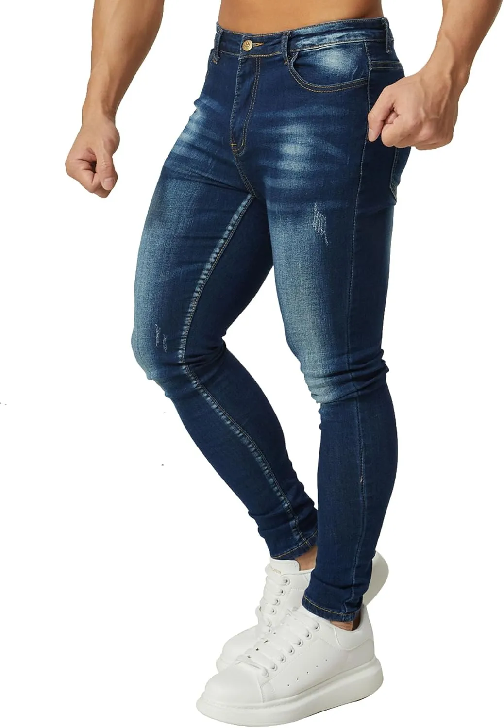 HUNGSON Skinny Jeans for Men Stretch Slim Fit Ripped Distressed