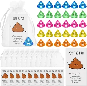 Huwena 60 Sets Inspirational Poop Bulk Emotional Favors Resin Cute Realistic Poop with Funny Card Organza Bag Positive Graduation Gift for Students Teacher Coworker Staff