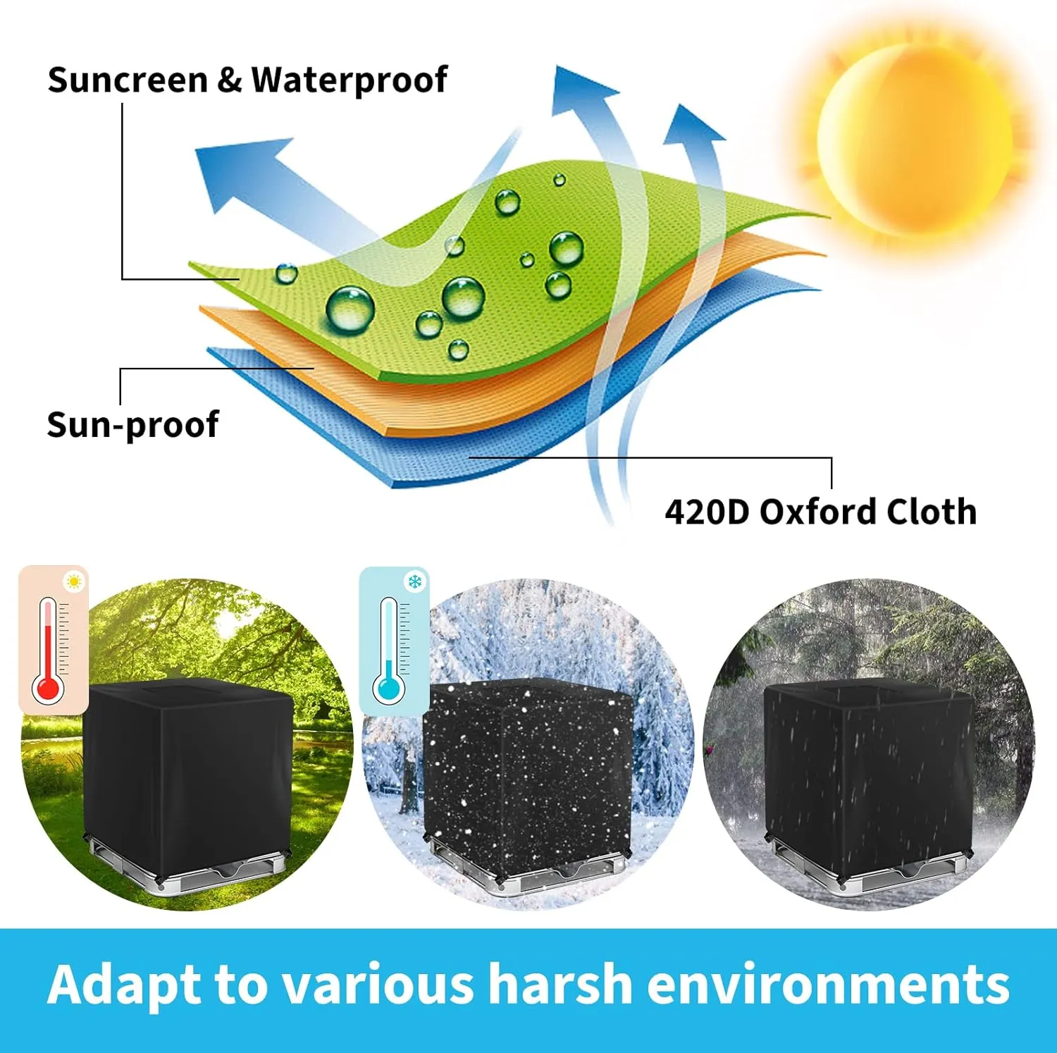 IBC Tote Cover 275 Gallon for Outdoor 1000L Garden Sunshade Water Proof Protective Cover Black