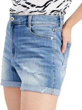 International Concepts INC Womens High Rise Cuffed Denim Shorts