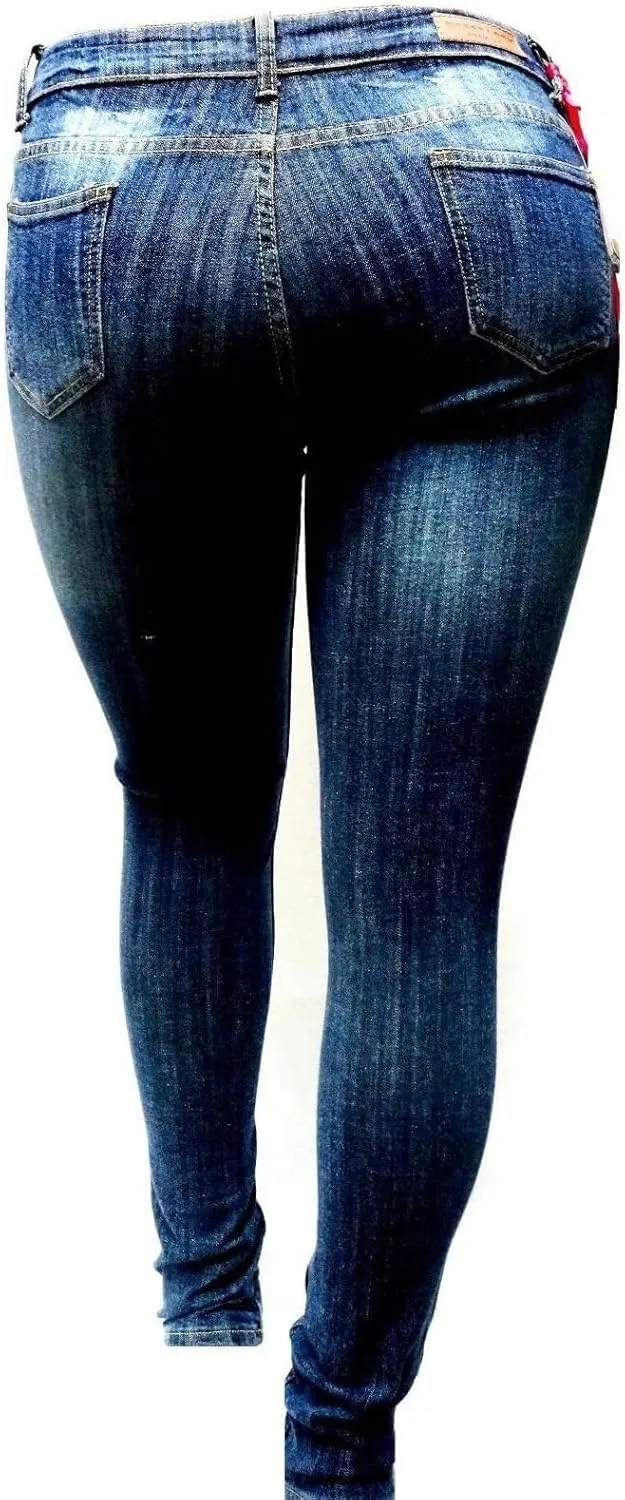Jack David Womens Plus Size Denim Skinny Jeans Destroy Stretch Ripped Distressed Pants