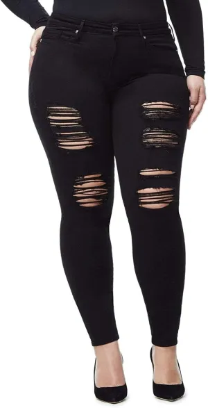 Jack David Womens Plus Size Denim Skinny Jeans Destroy Stretch Ripped Distressed Pants