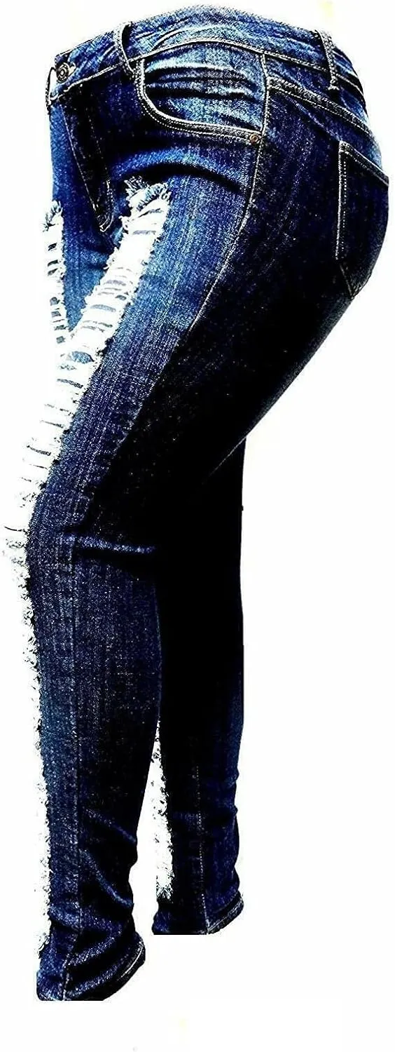 Jack David Womens Plus Size Denim Skinny Jeans Destroy Stretch Ripped Distressed Pants