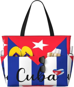 Jamaica With American Tote Bag With 8 Storage Pockets Top Zip Shoulder Bag Handbag For Travel Work Women